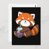 Bubble Tea Gift Girl Red Panda Boba Tea Bubble Tea Briefkaart (Voorkant / Achterkant)