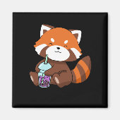 Bubble Tea Gift Girl Red Panda Boba Tea Bubble Tea Magneet (Voorkant)