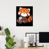 Bubble Tea Gift Girl Red Panda Boba Tea Bubble Tea Poster (Thuiskantoor)