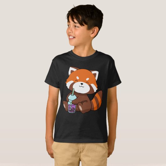 Bubble Tea Gift Girl Red Panda Boba Tea Bubble Tea T-shirt (Voorkant volledig)