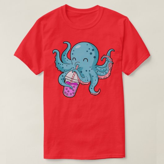 Bubble Tea Gift Kinder Octopus Boba Tea Bubble Tea T-shirt (Design voorkant)
