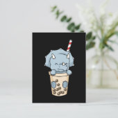 Bubble Tea Gift Kinder Triceratops Boba Tea Dinosa Briefkaart (Staand voorkant)