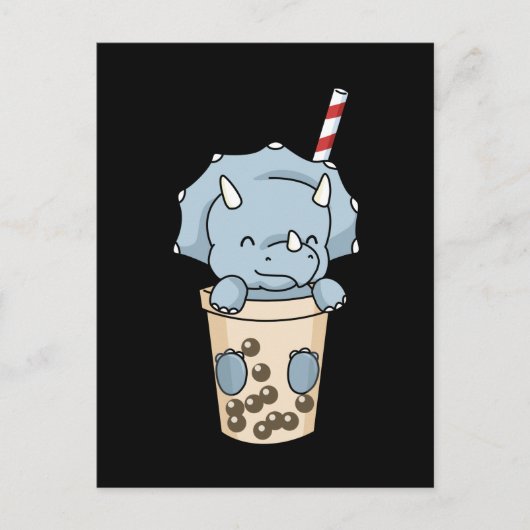 Bubble Tea Gift Kinder Triceratops Boba Tea Dinosa Briefkaart (Voorkant)