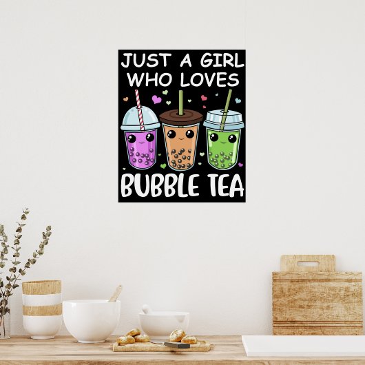 Bubble Tea Gifts Girls Kawaii Bubble Tea Poster (Keuken)