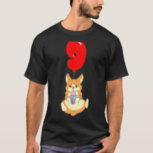 Bubble Tea Hamster 9th Birthday Kinder Balballon P T-shirt