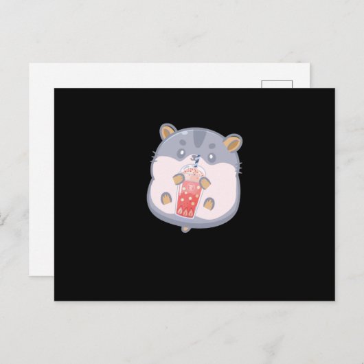 Bubble Tea Hamster Briefkaart (Voorkant / Achterkant)