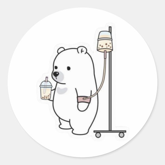 Bubble Tea IJsbeer IV Ronde Sticker (Voorkant)