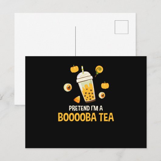 Bubble Tea Kawaii Halloween Briefkaart (Voorkant / Achterkant)