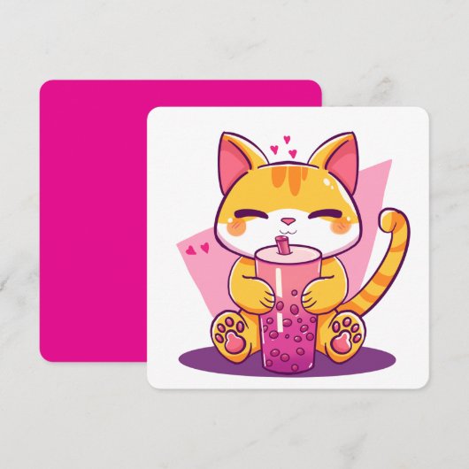 Bubble Tea Kitty Kaart (Voorkant / Achterkant)