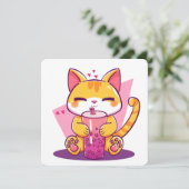 Bubble Tea Kitty Kaart (Staand voorkant)