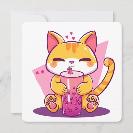 Bubble Tea Kitty Kaart (Voorkant)