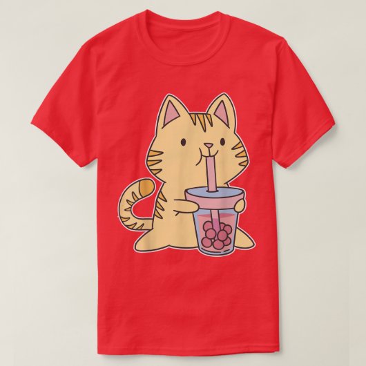 Bubble Tea Kitty Kawaii Boba Tea Cat Japan Sweet O T-shirt (Design voorkant)
