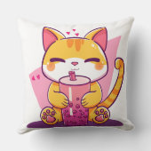 Bubble Tea Kitty Kussen (Achterkant)
