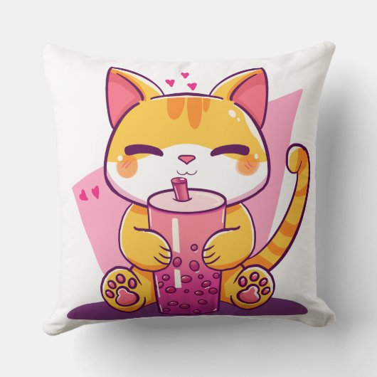 Bubble Tea Kitty Kussen (Achterkant)