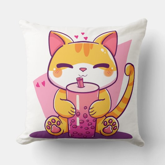 Bubble Tea Kitty Kussen (Voorkant)