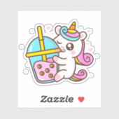 Bubble Tea Loving Unicorn Sticker (Vel)