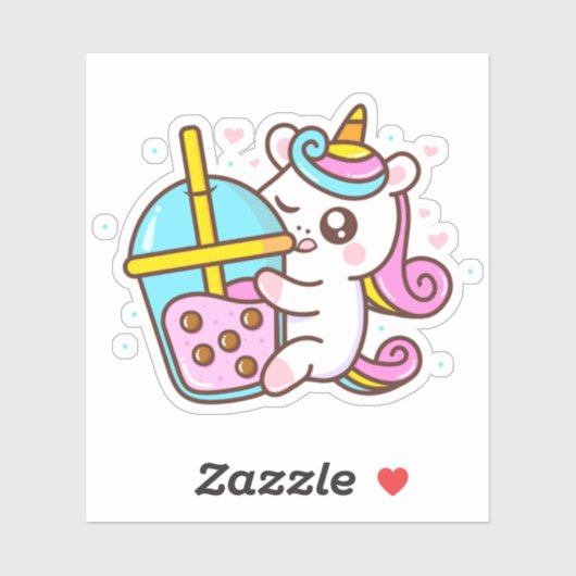 Bubble Tea Loving Unicorn Sticker (Vel)
