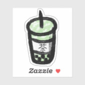 Bubble Tea met Kanji Green Sticker (Vel)