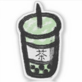 Bubble Tea met Kanji Green Sticker (Voorkant)