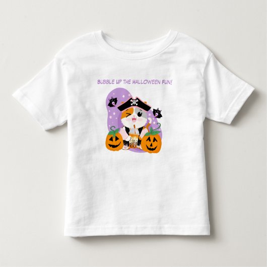 Bubble Tea met Piraat Kawaii Cat Halloween Fun Kinder Shirts (Voorkant)