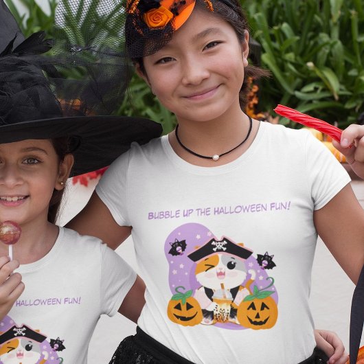 Bubble Tea met Piraat Kawaii Cat Halloween Fun T-shirt