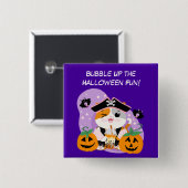 Bubble Tea met Piraat Kawaii Cat Halloween Fun Vierkante Button 5,1 Cm (Voorkant /achterkant)