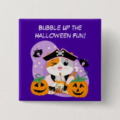 Bubble Tea met Piraat Kawaii Cat Halloween Fun Vierkante Button 5,1 Cm (Voorkant)