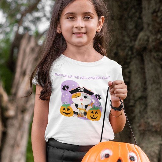 Bubble Tea met Piraten Kawaii Kat Halloween Plezie Kinder Shirts