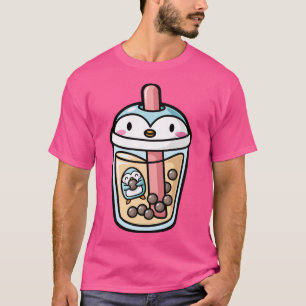 Bubble Tea met Schattigee Kawaii pinguïn binnen T-shirt