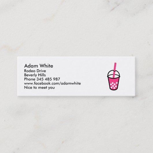 Bubble Tea Mini Visitekaartje (Voorkant)