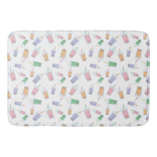 Bubble Tea Mooie Boba Patroon Pastel Kawaii Badmat (Voorkant)