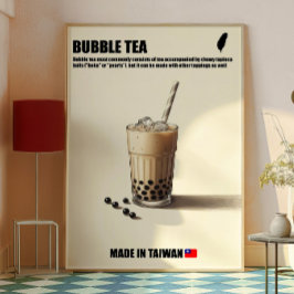 Bubble Tea Muurkunst, Boba Drank Trendy Keuken Poster