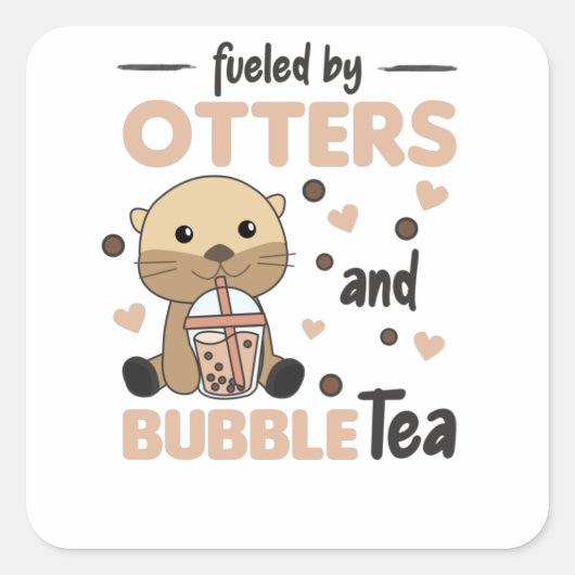 Bubble Tea Otter Chocolate Sweet Animals Boba Vierkante Sticker (Voorkant)