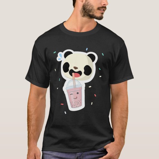 Bubble Tea Panda Boba Tea Cute Animal Ice Cream T T-shirt (Voorkant)