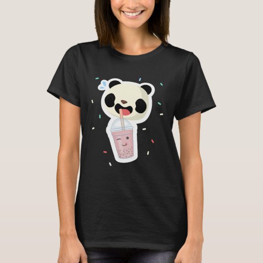 Bubble Tea Panda Boba Tea  Cute Animal Ice Cream T T-shirt (Voorkant)