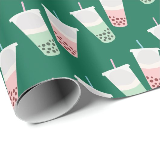 Bubble Tea Pattern Cadeaupapier (Rol Hoek)