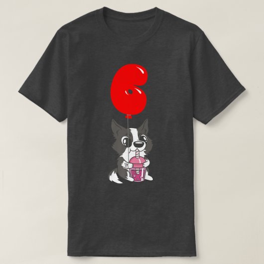 Bubble Tea Puppy - 6th Birthday - Kids Balloon Par T-shirt (Design voorkant)
