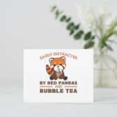 Bubble Tea Red Panda Chocolate Cute Animals Boba Briefkaart (Staand voorkant)