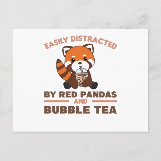Bubble Tea Red Panda Chocolate Cute Animals Boba Briefkaart (Voorkant)