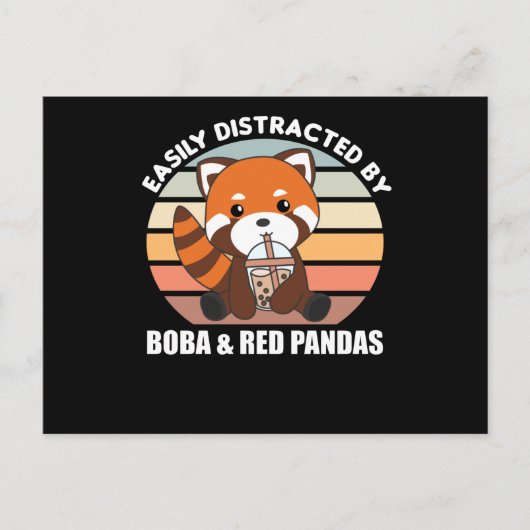 Bubble Tea Red Panda Chocolate Cute Animals Boba Briefkaart (Voorkant)