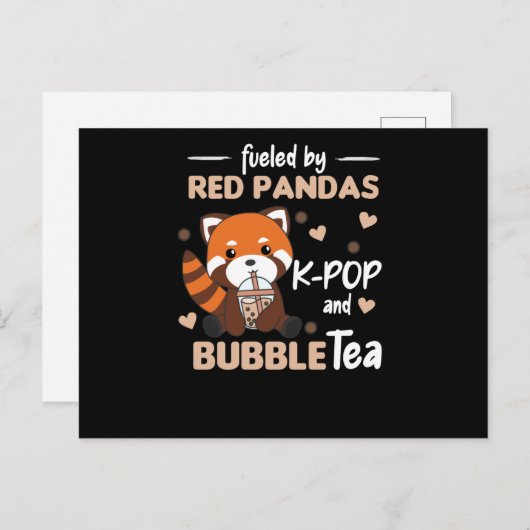 Bubble Tea Red Panda Chocolate Cute Animals Boba Briefkaart (Voorkant / Achterkant)
