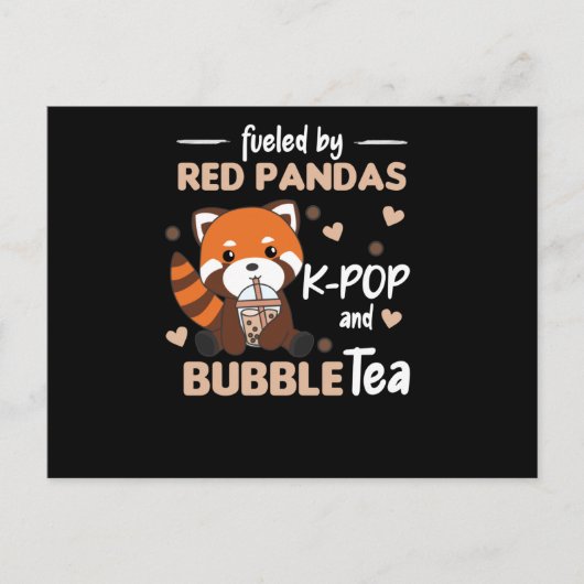 Bubble Tea Red Panda Chocolate Cute Animals Boba Briefkaart (Voorkant)