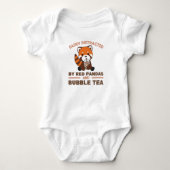 Bubble Tea Red Panda Chocolate Cute Animals Boba Romper (Voorkant)