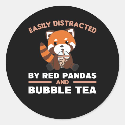 Bubble Tea Red Panda Chocolate Cute Animals Boba Ronde Sticker (Voorkant)