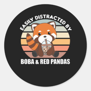 Bubble Tea Red Panda Chocolate Cute Animals Boba Ronde Sticker