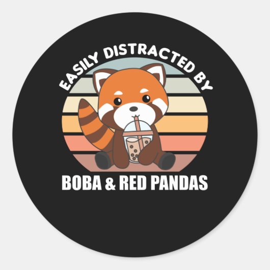 Bubble Tea Red Panda Chocolate Cute Animals Boba Ronde Sticker (Voorkant)