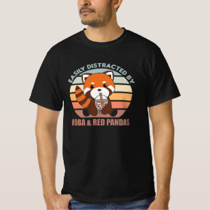 Bubble Tea Red Panda Chocolate Cute Animals Boba T-shirt