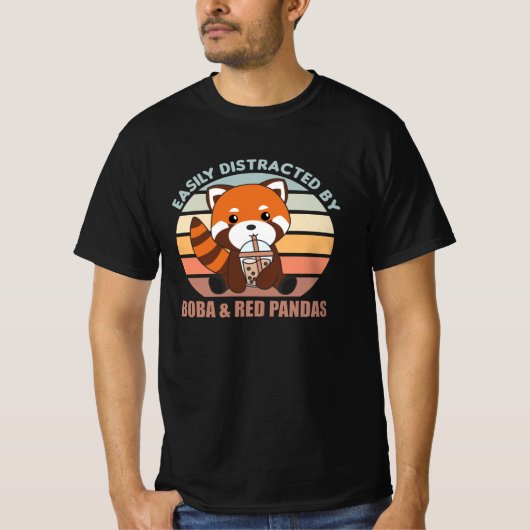 Bubble Tea Red Panda Chocolate Cute Animals Boba T-shirt (Voorkant)