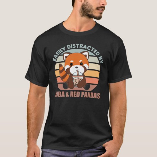Bubble Tea Red Panda Chocolate Cute Animals Boba T-shirt (Voorkant)
