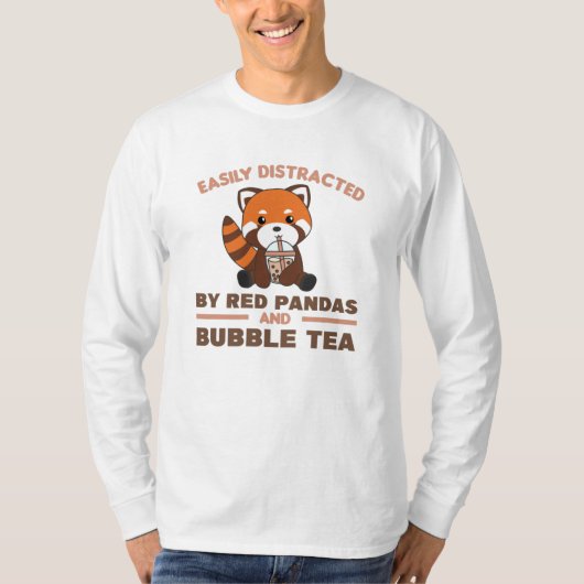 Bubble Tea Red Panda Chocolate Cute Animals Boba T-shirt (Voorkant)